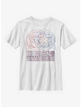 Marvel The Falcon And The Winter Soldier Red Blue Wireframe Youth T-Shirt, , hi-res