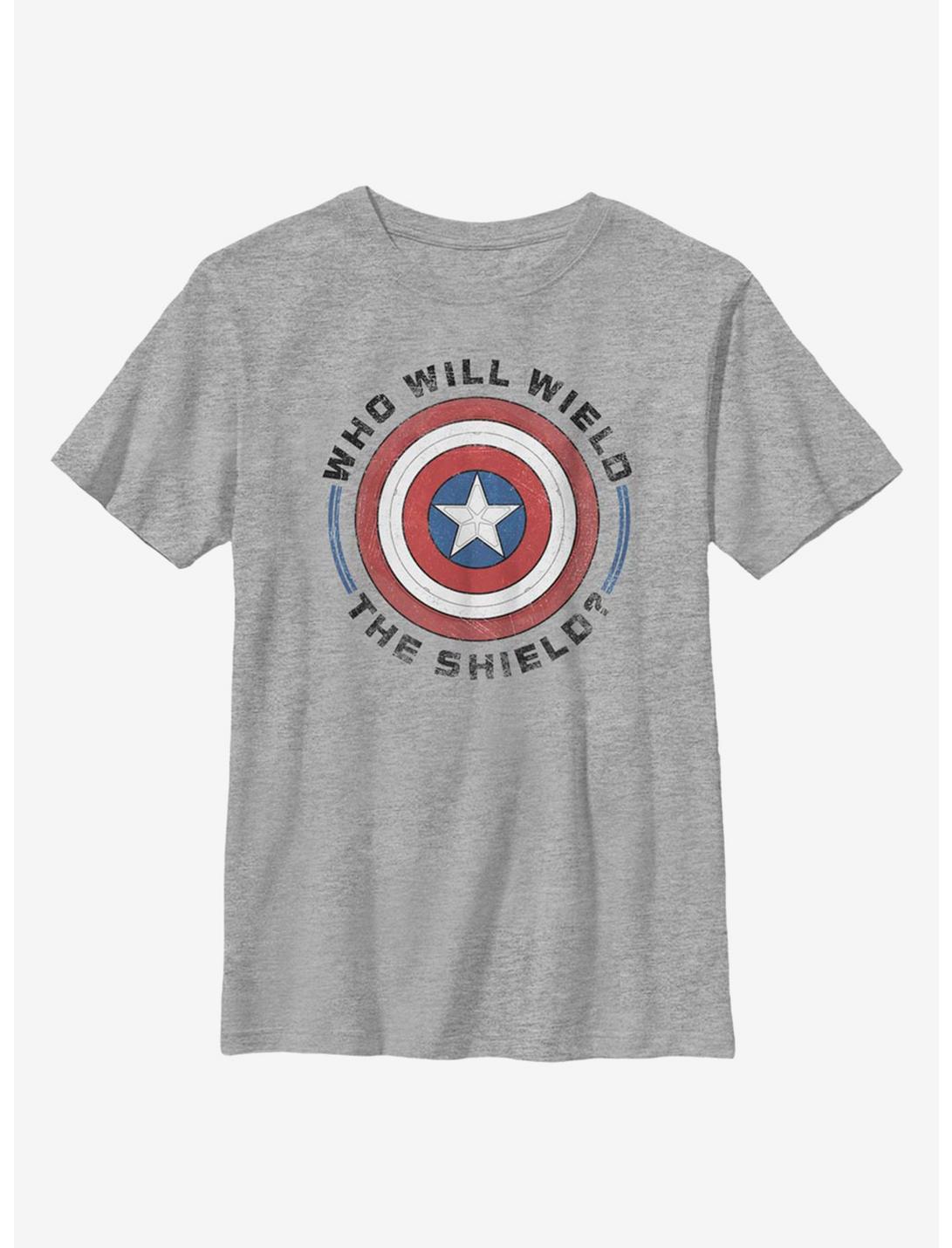 Marvel The Falcon And The Winter Soldier Wield Shield Youth T-Shirt, ATH HTR, hi-res