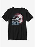 Marvel The Falcon And The Winter Soldier Wielding The Shield Youth T-Shirt, BLACK, hi-res