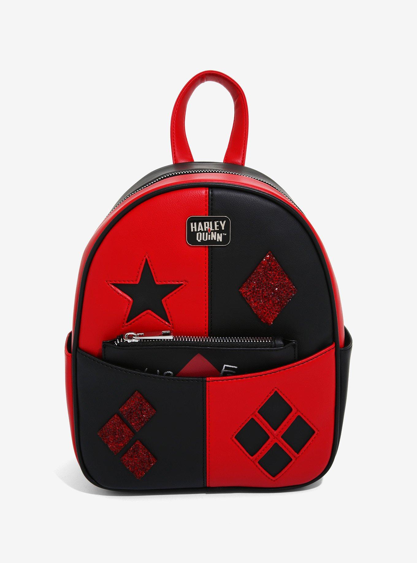 DC Suicide Squad Harley Quinn Mini Backpack. Joker. With Pin And Keychains