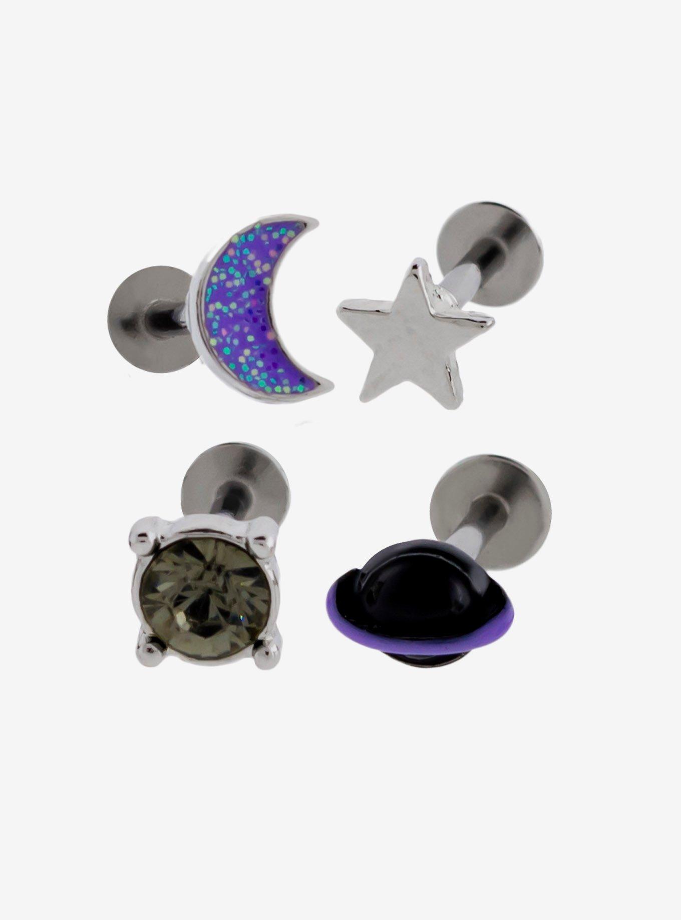 Steel Purple Moon & Planet Labret 4 Pack, MULTI, hi-res