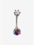 14G Steel Multicolor Stone Navel Barbell, , hi-res