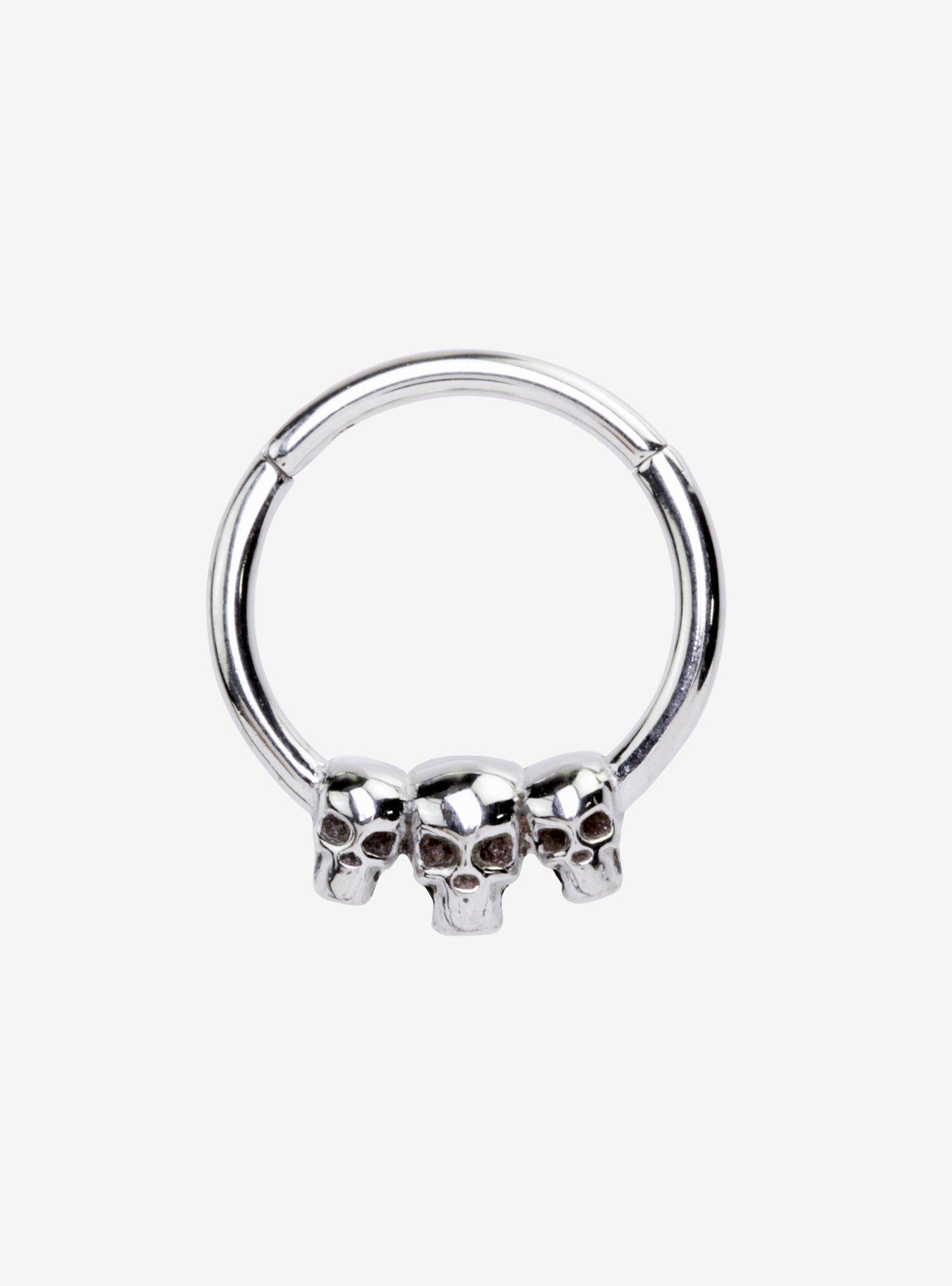 Steel Skull Septum Clicker, , hi-res