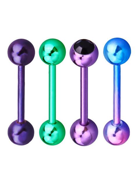 Steel Blue Purple Ombre Barbell 4 Pack | Hot Topic