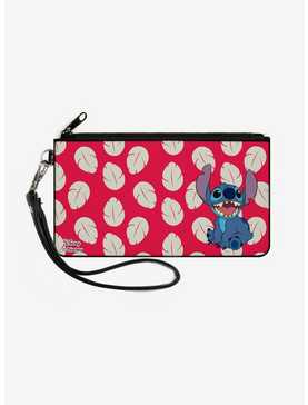Disney Lilo & Stitch Stitch Smiling Leaves Zip Clutch Canvas Wallet, , hi-res