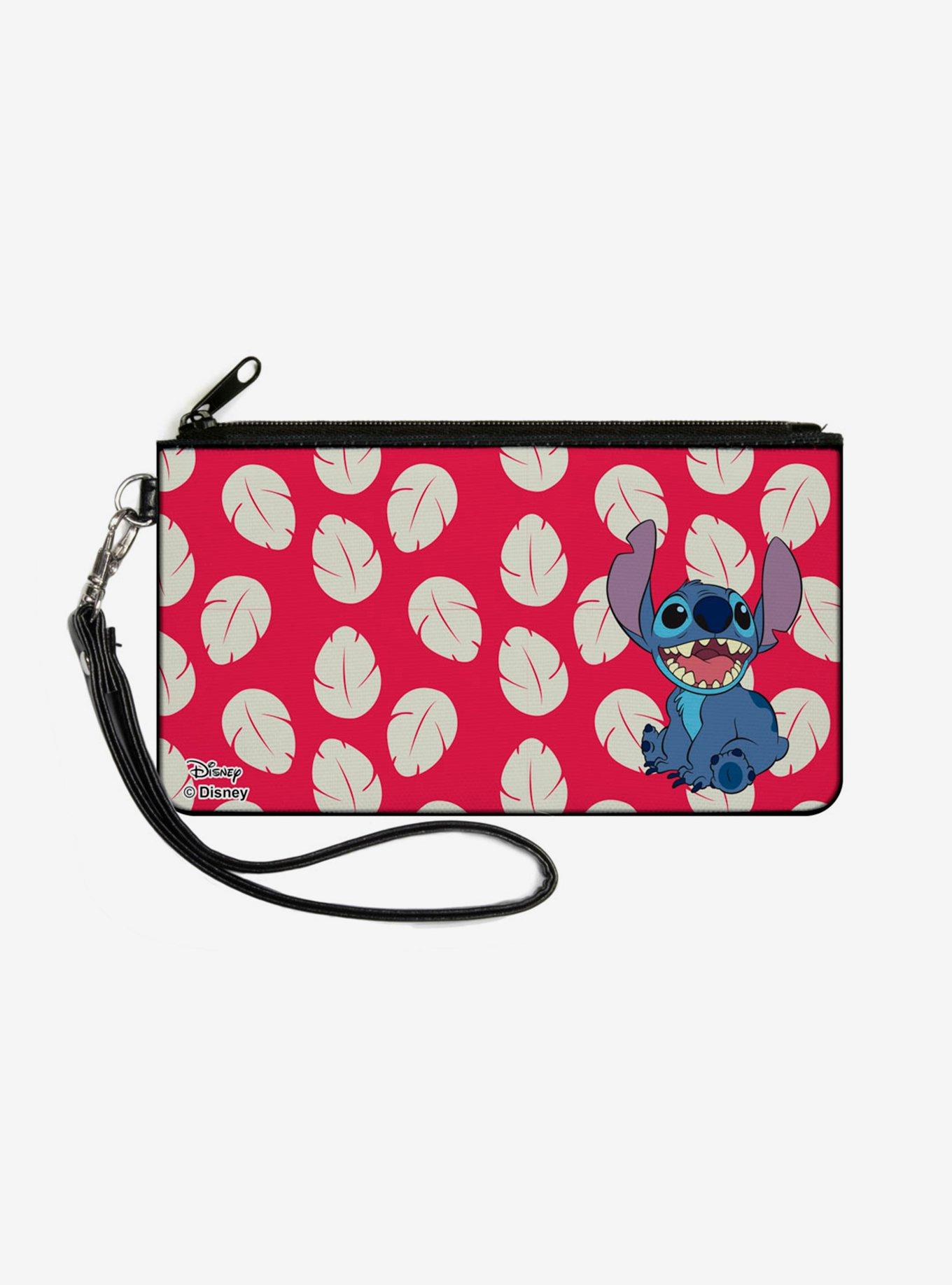 Disney Lilo & Stitch Stitch Smiling Leaves Zip Clutch Canvas Wallet, , hi-res