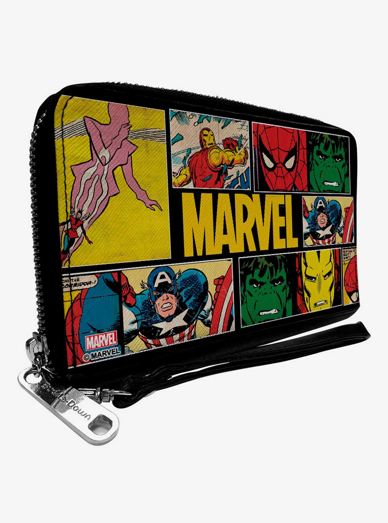 Marvel Comics Retro Comic Panels Blocks Zip Around Wallet, , hi-res