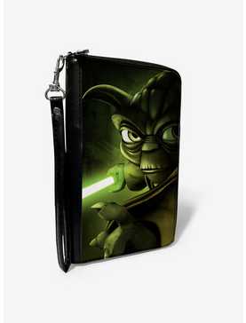 Star Wars The Clone Wars Yoda Lightsaber Pose Greens Zip Around Wallet, , hi-res