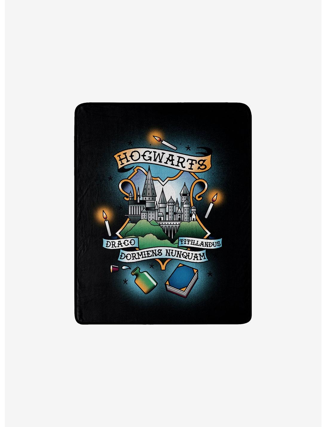 Harry Potter Tattoo-Style Hogwarts Crest Throw Blanket, , hi-res