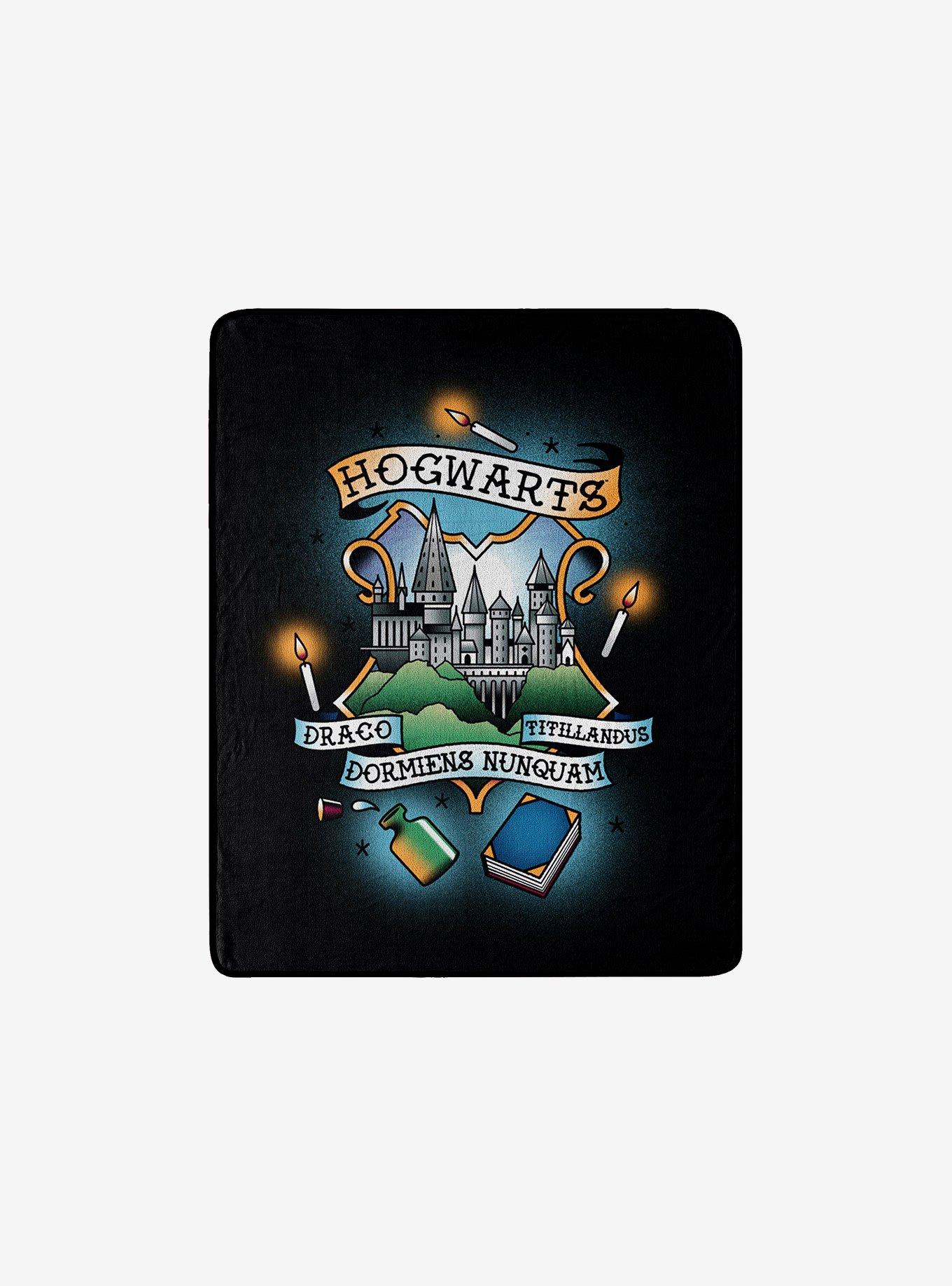 Harry Potter Tattoo-Style Hogwarts Crest Throw Blanket, , hi-res