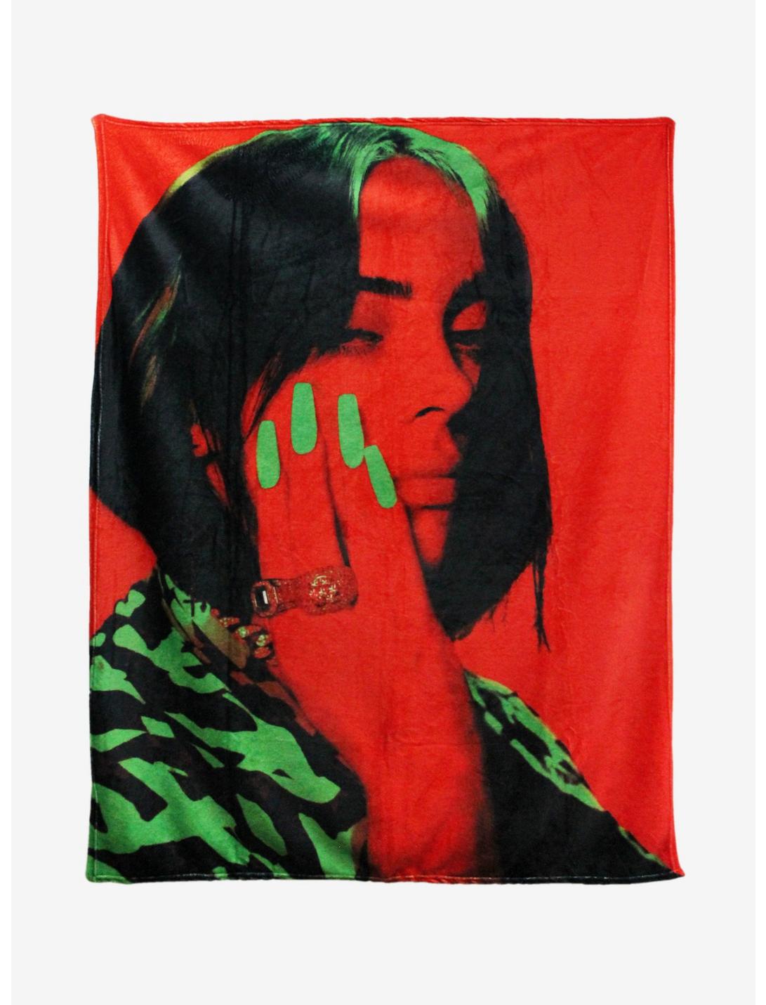 Billie Eilish Red & Green Throw Blanket, , hi-res
