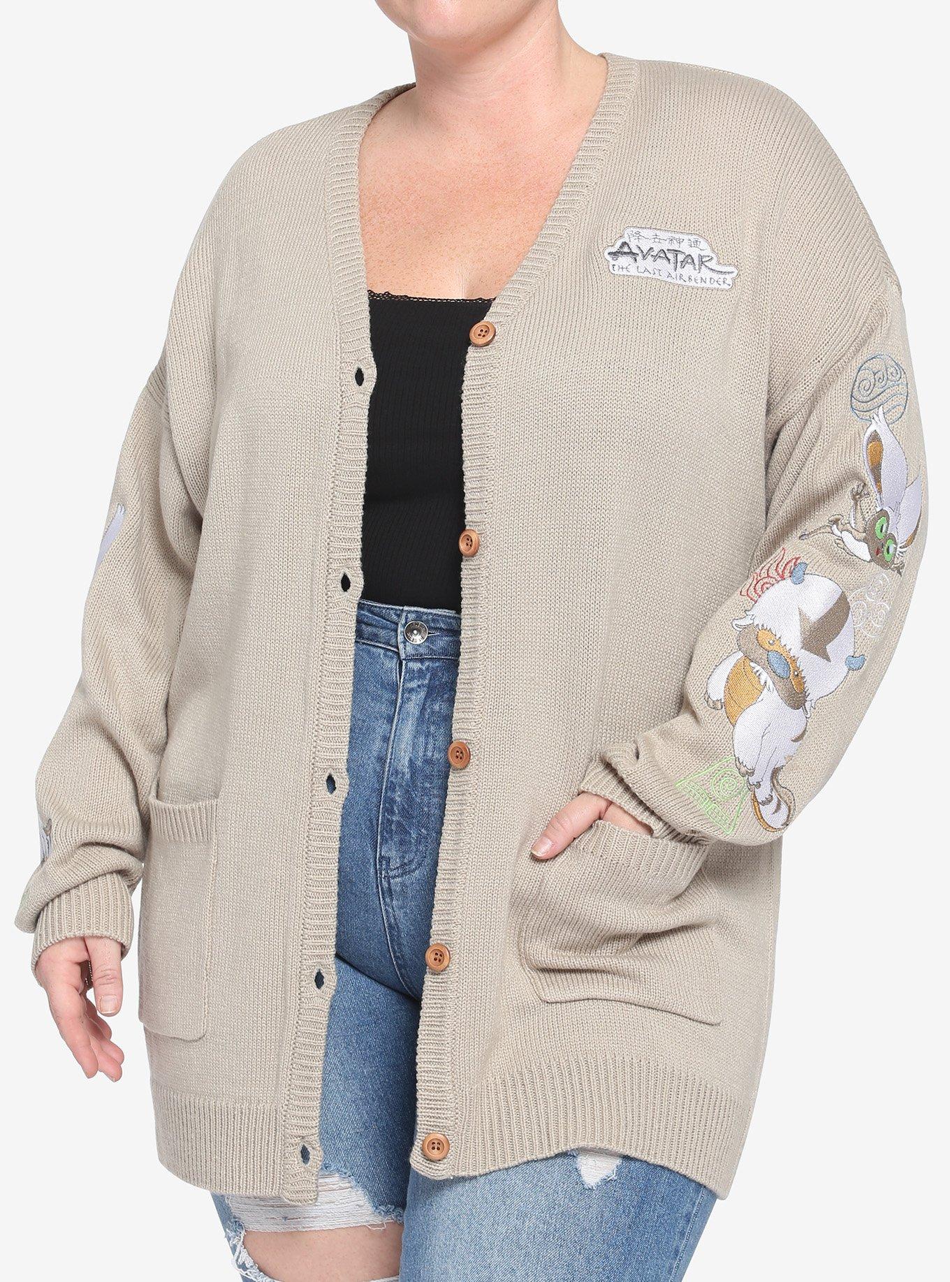 Her Universe Avatar: The Last Airbender Appa & Momo Embroidered Cardigan Plus Size Her Universe Exclusive, MULTI, hi-res