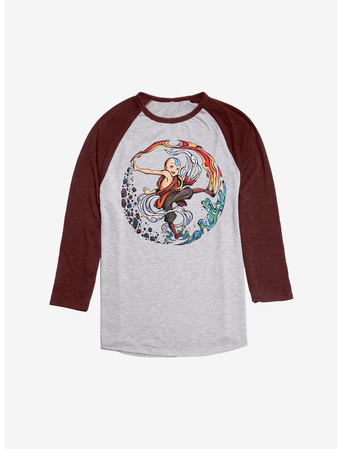 Avatar: The Last Airbender Aang The Avatar Raglan, Ath Heather With Maroon, hi-res