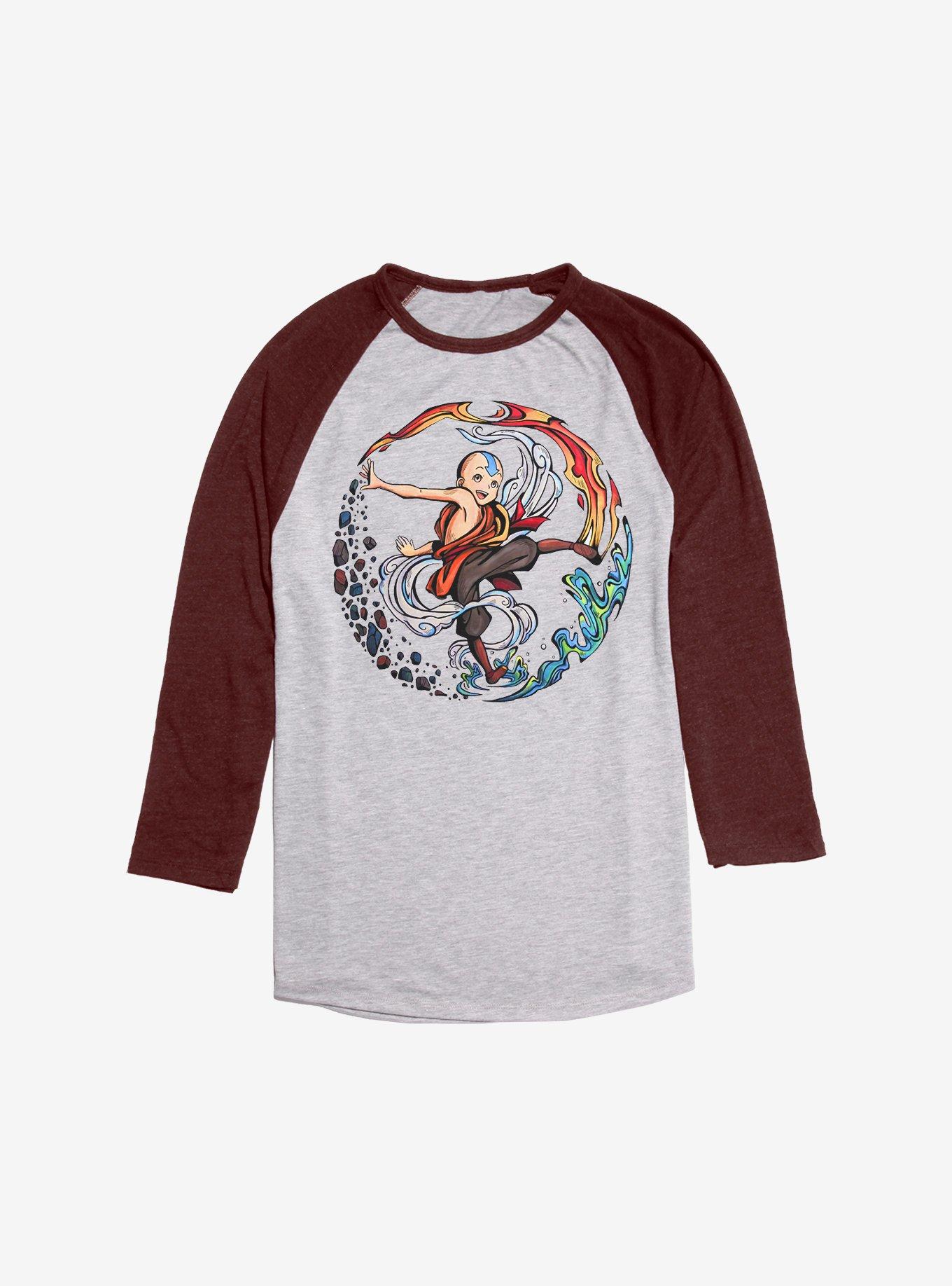 Avatar: The Last Airbender Aang The Avatar Raglan, Ath Heather With Maroon, hi-res