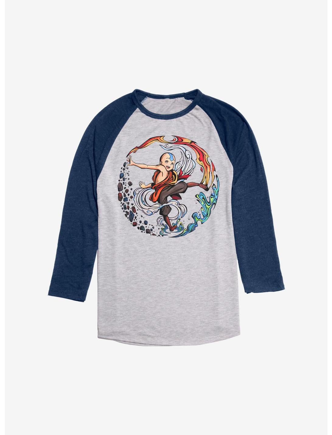 Avatar: The Last Airbender Aang The Avatar Raglan, Ath Heather With Navy, hi-res