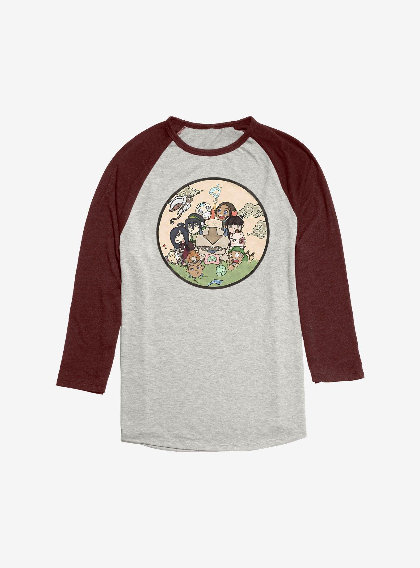 Avatar: The Last Airbender Aang's Memories Raglan, Oatmeal With Maroon, hi-res