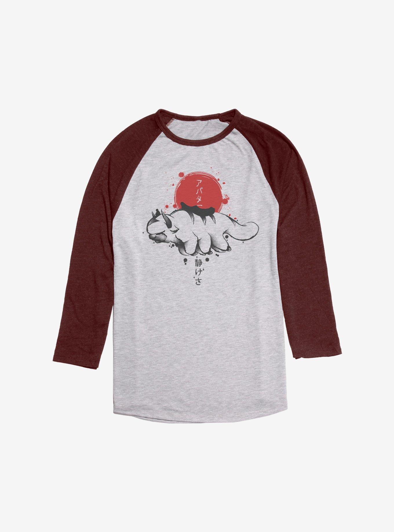 Avatar: The Last Airbender Appa Sumi-E Raglan, Ath Heather With Maroon, hi-res