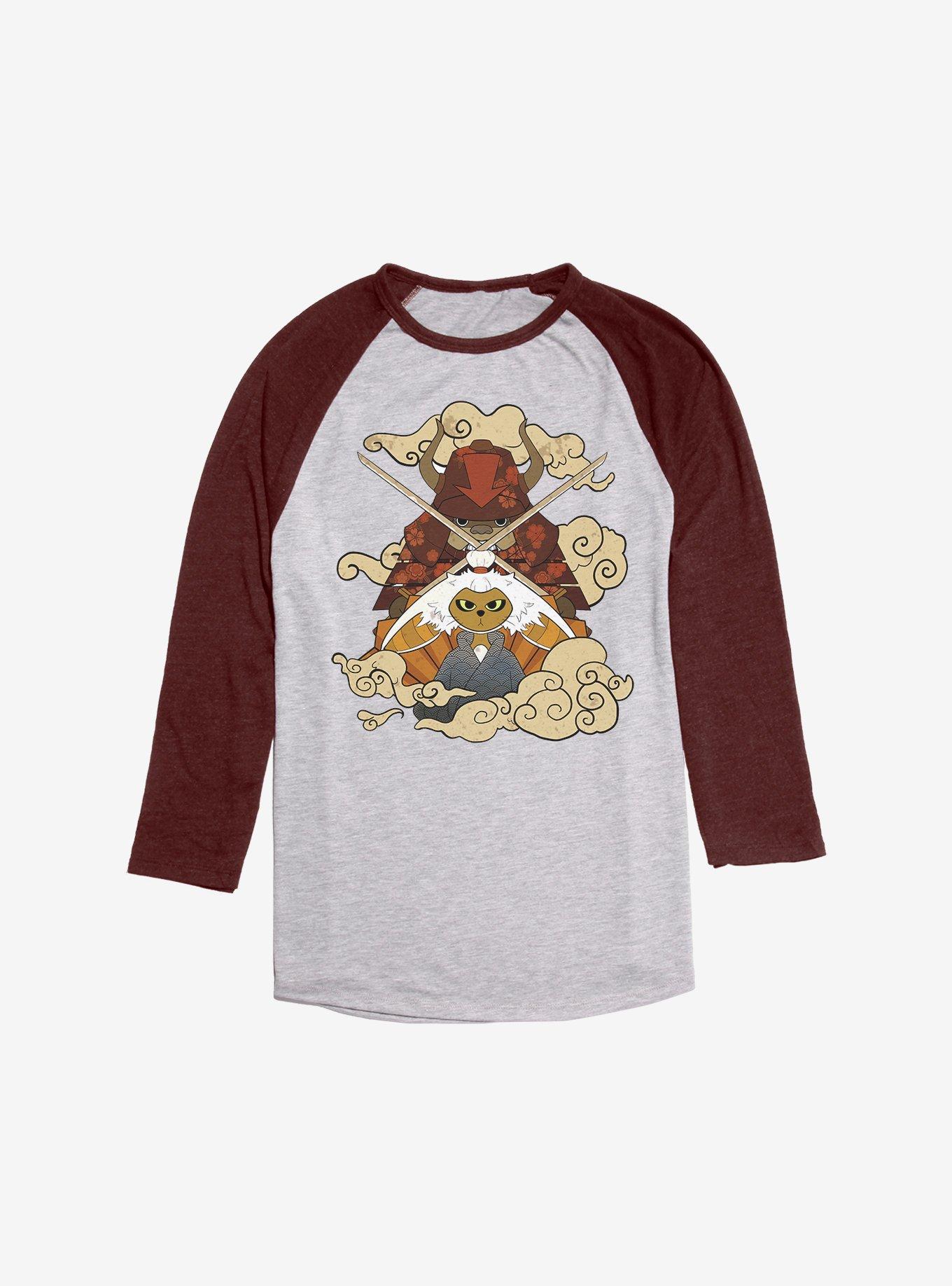 Avatar: The Last Airbender Momo And Appa Dream Battle Raglan, Ath Heather With Maroon, hi-res