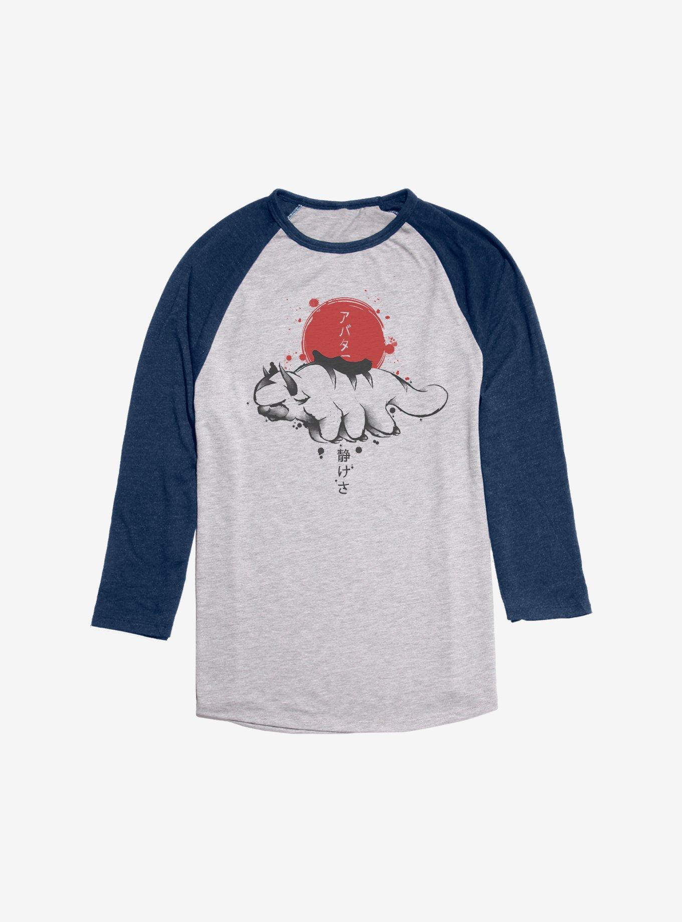 Avatar: The Last Airbender Appa Sumi-E Raglan, Ath Heather With Navy, hi-res