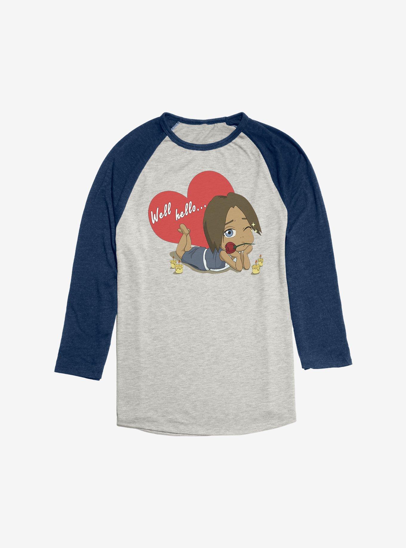 Avatar: The Last Airbender Chibi Sokka Raglan, Oatmeal With Navy, hi-res