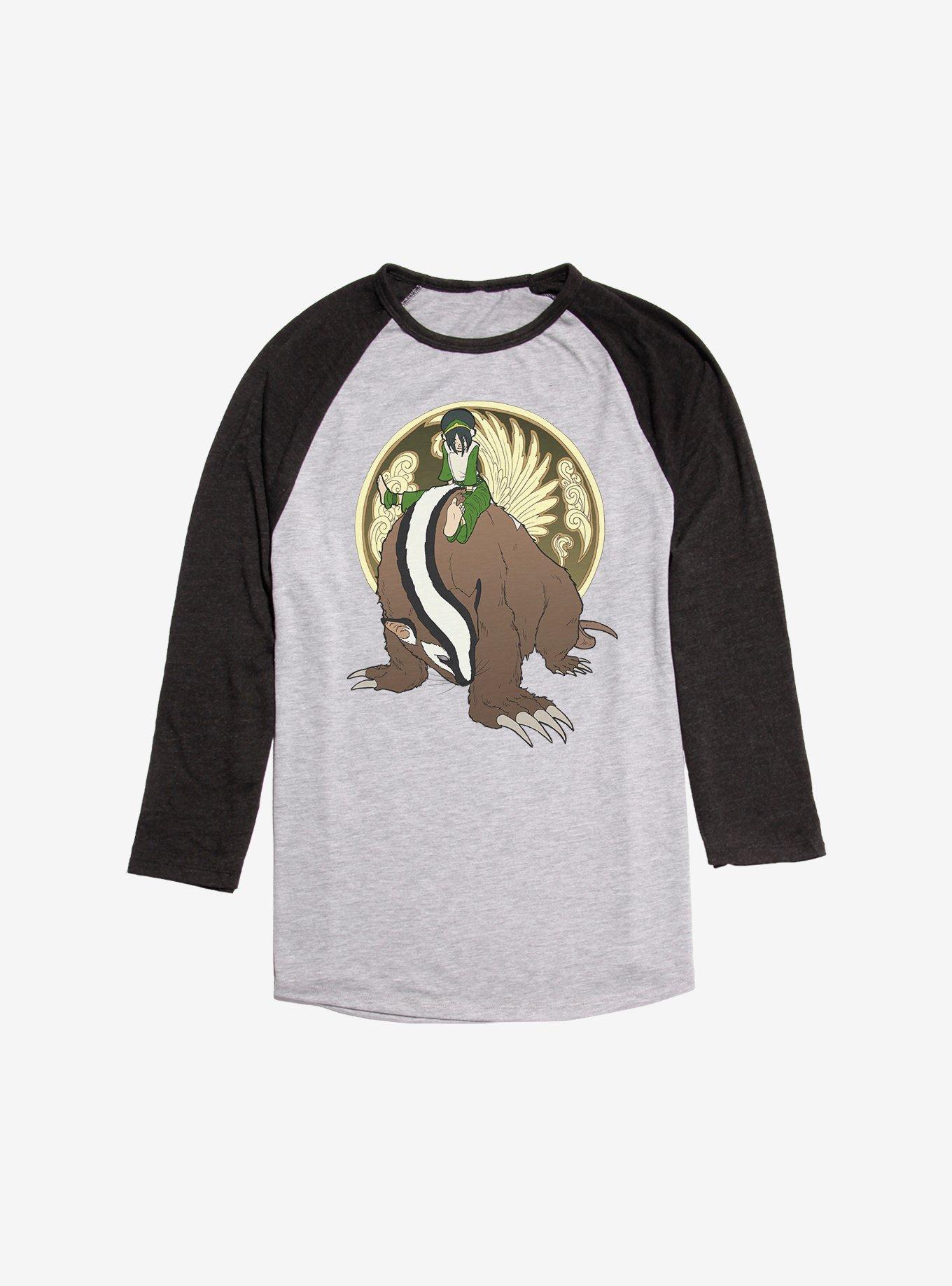 Avatar: The Last Airbender Toph And The Badgermole Raglan, Ath Heather With Black, hi-res