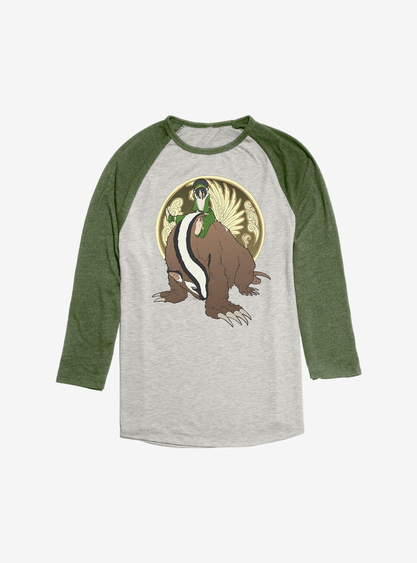 Avatar: The Last Airbender Toph And The Badgermole Raglan, Oatmeal With Moss, hi-res