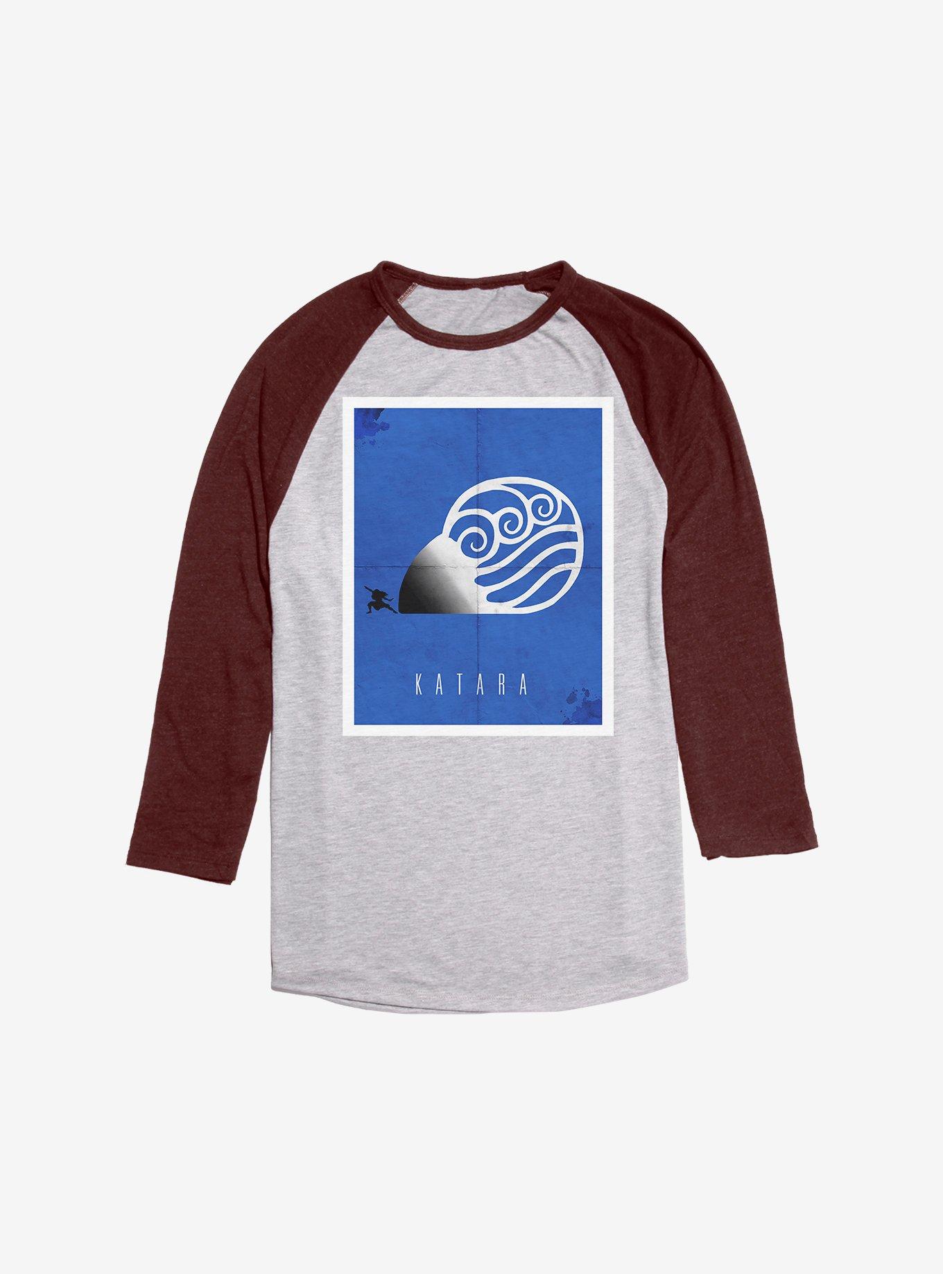 Avatar: The Last Airbender Katara The Waterbender Raglan, Ath Heather With Maroon, hi-res