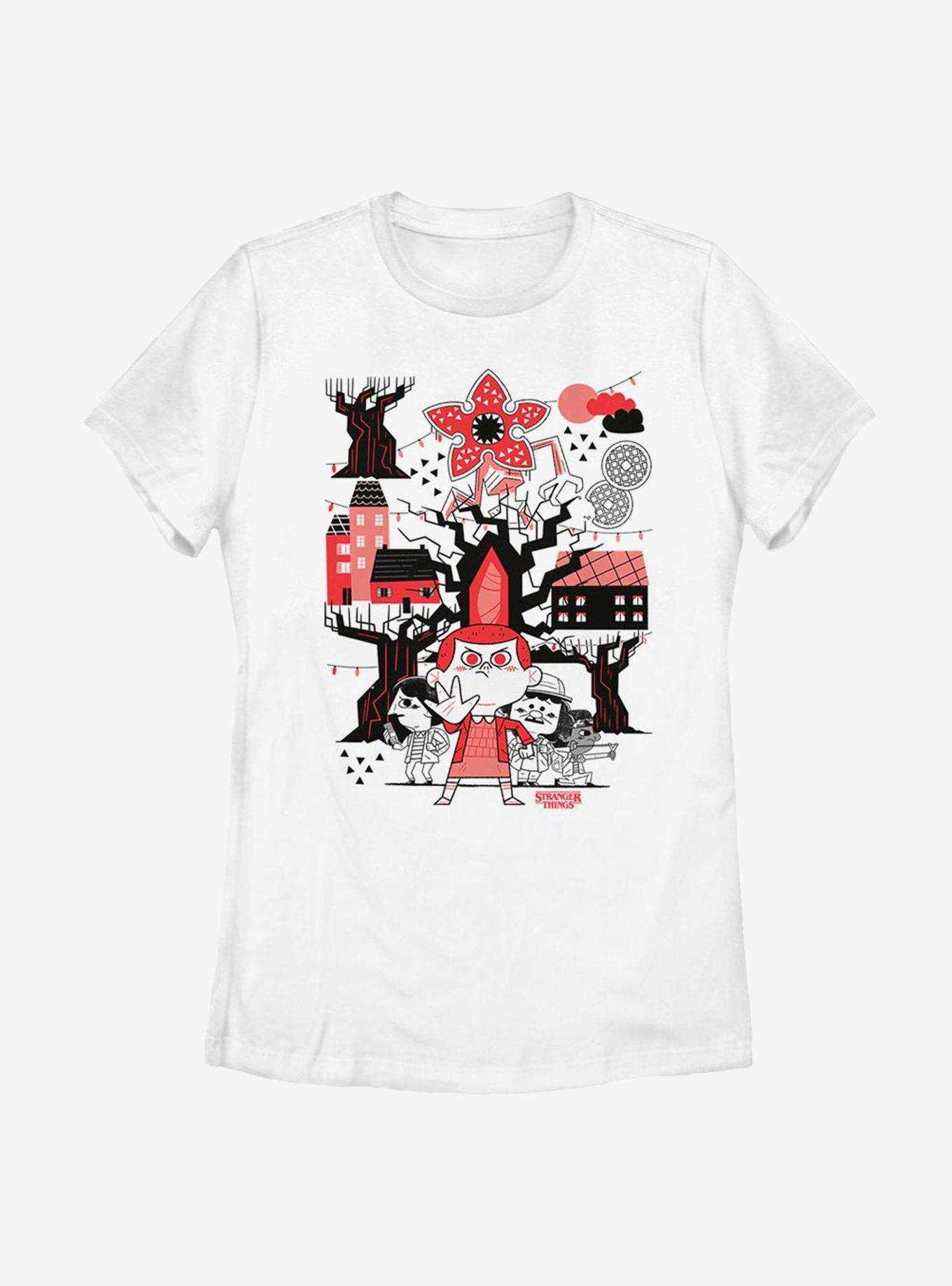 Stranger Things Red Black Womens T-Shirt, WHITE, hi-res