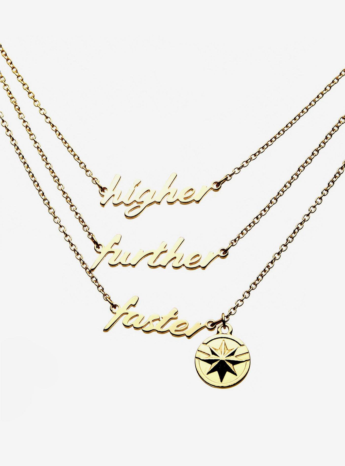 Marvel Captain Marvel Higher Further Faster Layered Necklace, , hi-res view 1