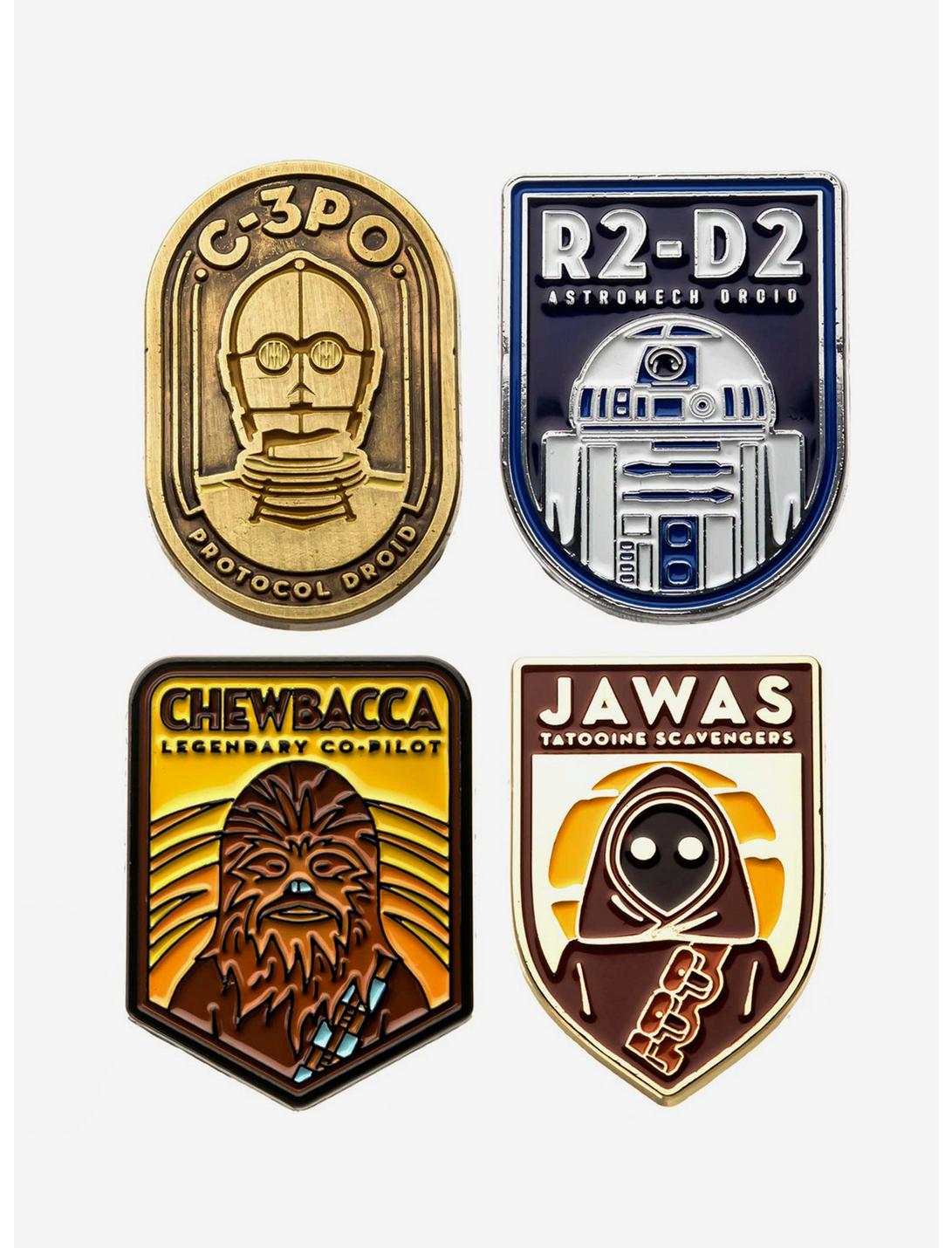 Star Wars R2-D2 C-3PO Chewbacca & Jawas Enamel Pin Set, , hi-res