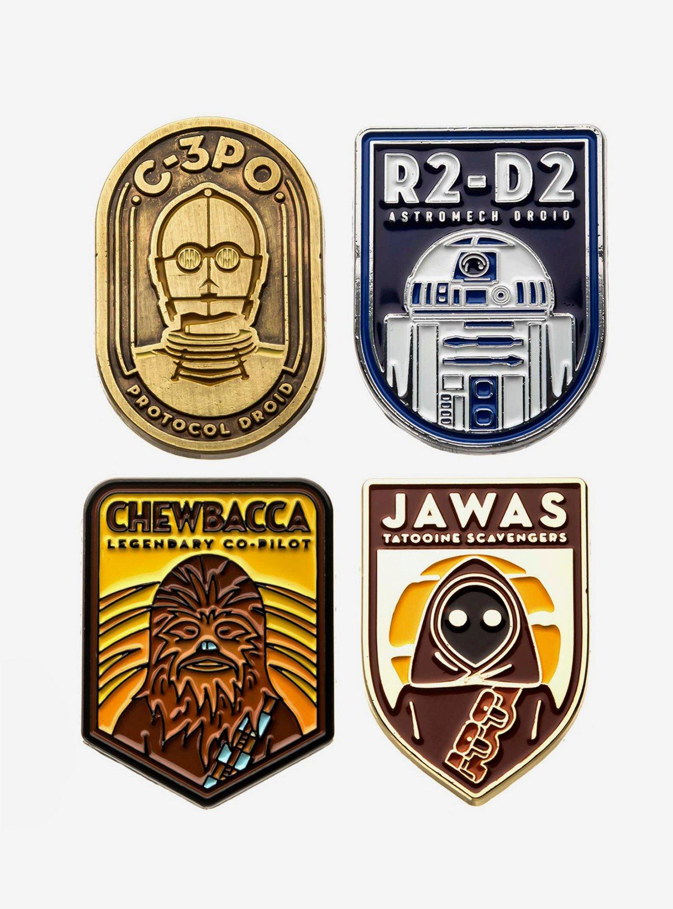Star Wars R2-D2 C-3PO Chewbacca & Jawas Enamel Pin Set, , hi-res
