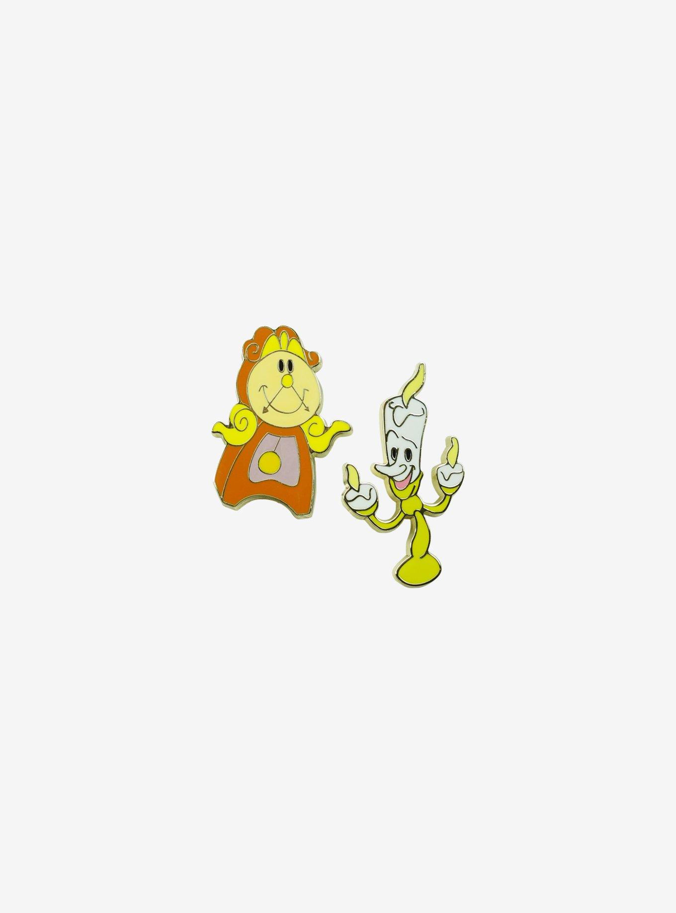 Disney Beauty and the Beast Chibi Cogsworth and Lumiere Enamel Pin Set - BoxLunch Exclusive, , hi-res