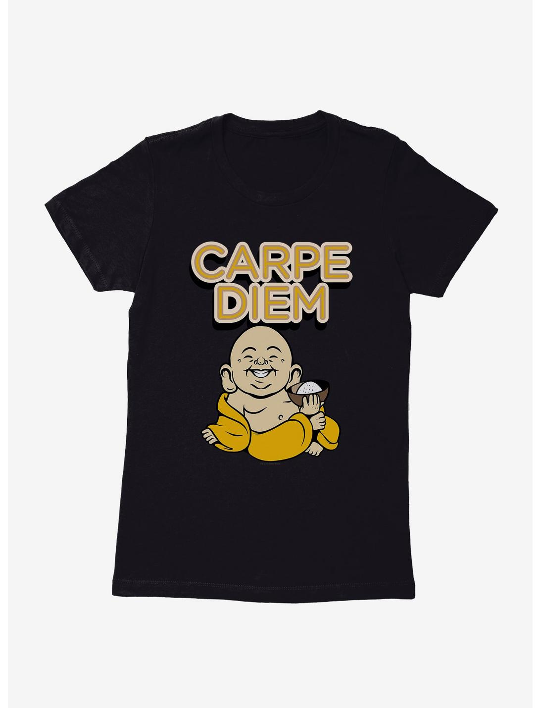 Bitty Buda Carpe Diem Logo Womens T-Shirt, BLACK, hi-res
