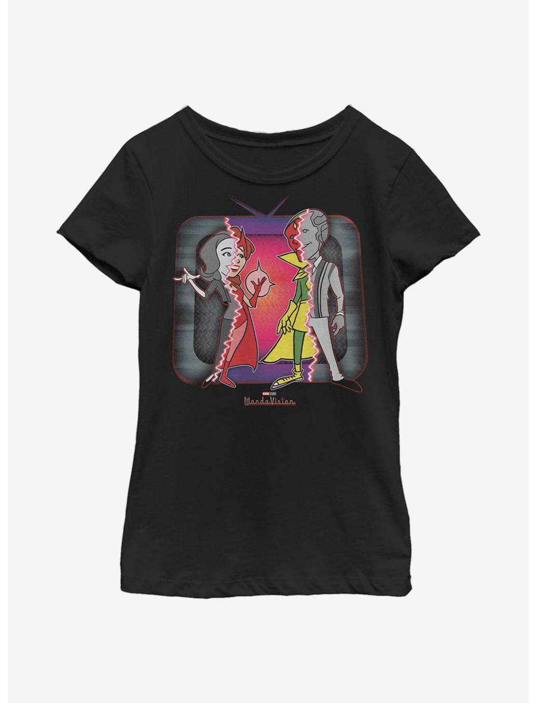 Marvel WandaVision Retro Television Costume Cartoon Youth Girls T-Shirt, BLACK, hi-res