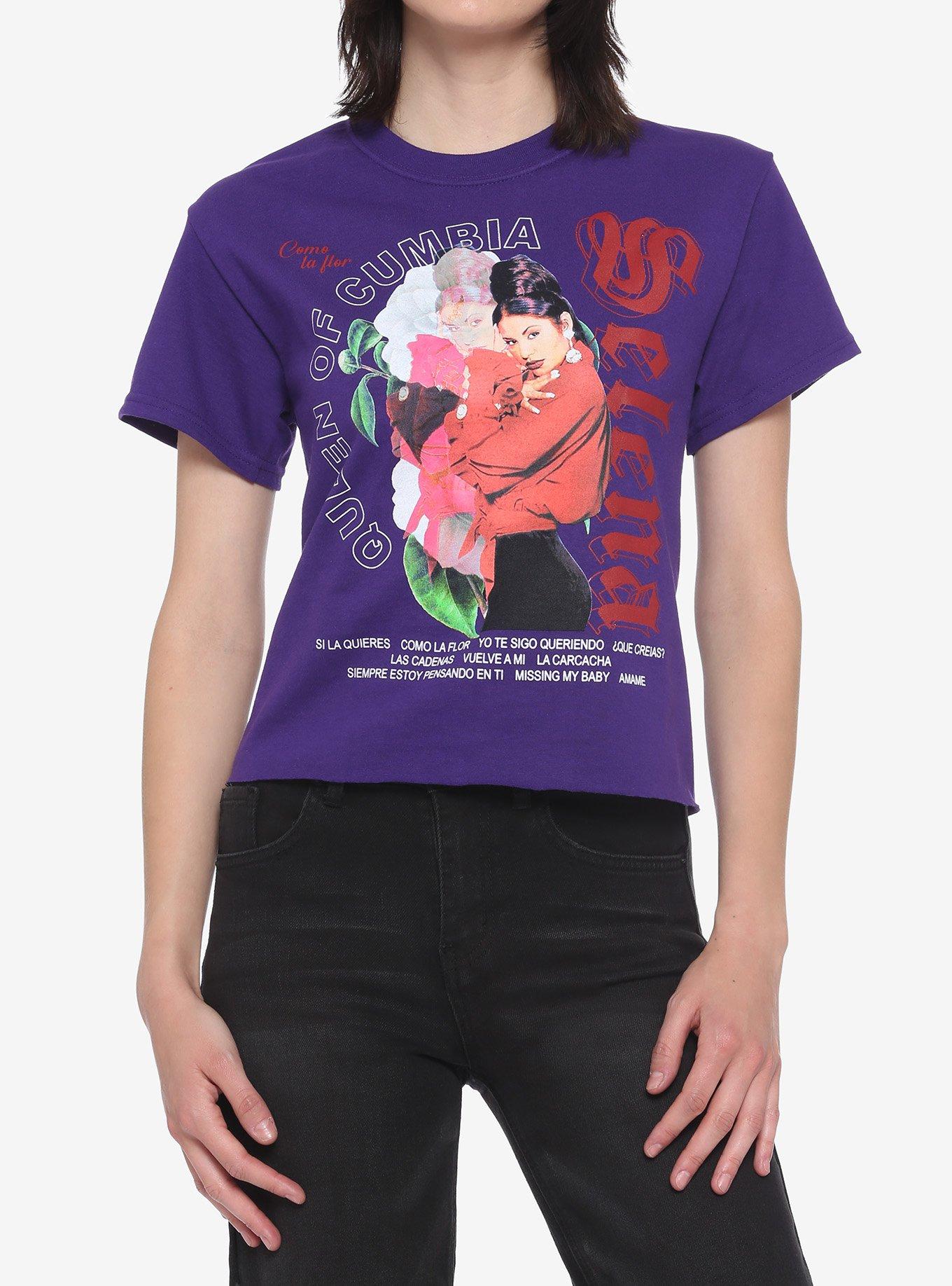 Selena Queen Of Cumbia Girls Crop T-Shirt, PURPLE, hi-res