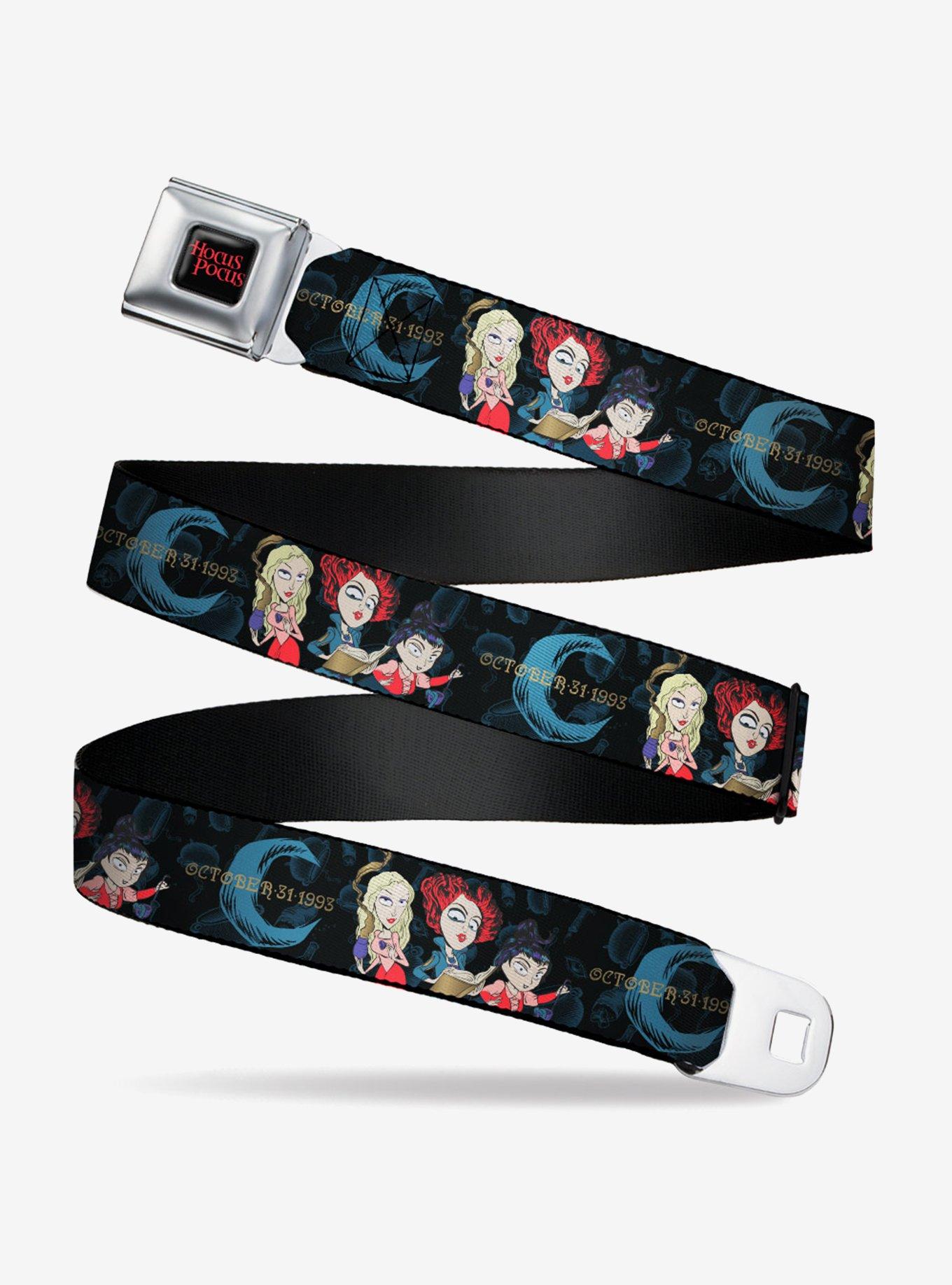 Disney Hocus Pocus Sanderson Sisters Group Pose Black Blues Seatbelt Belt Xl, , hi-res