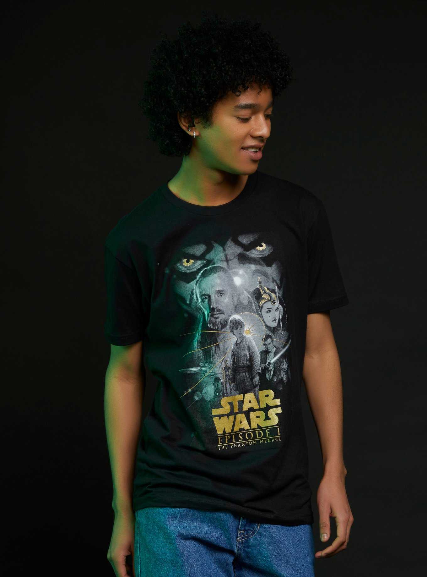 Star Wars: Episode I The Phantom Menace Black & White Poster T-Shirt, , hi-res