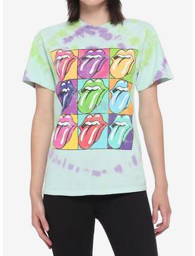 The Rolling Stones Distressed Pop Art Grid Tie-Dye Girls T-Shirt, , hi-res