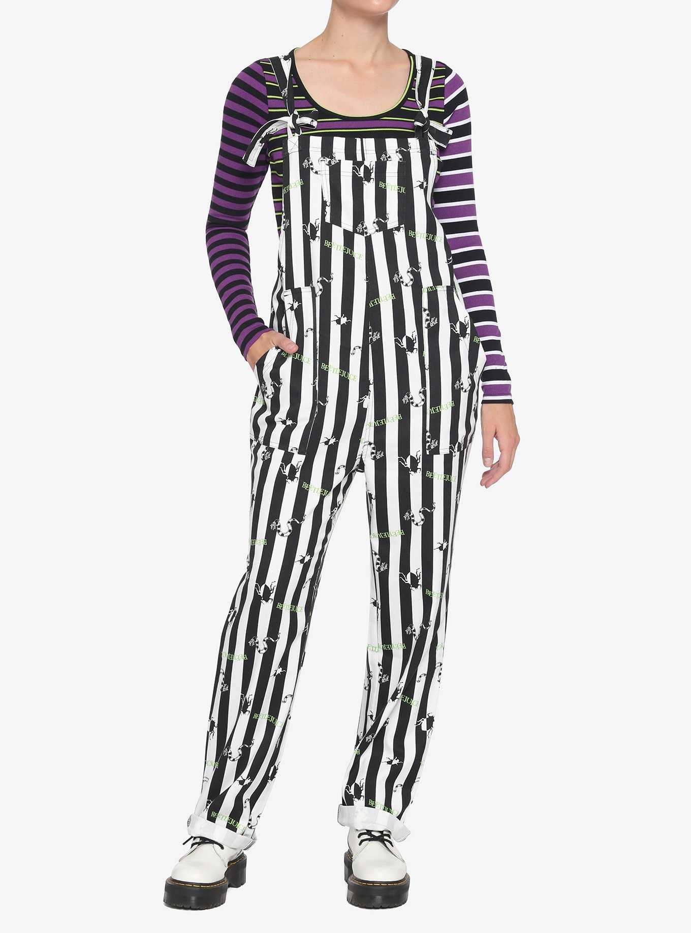 Beetlejuice Stripe Soft Overalls, , hi-res