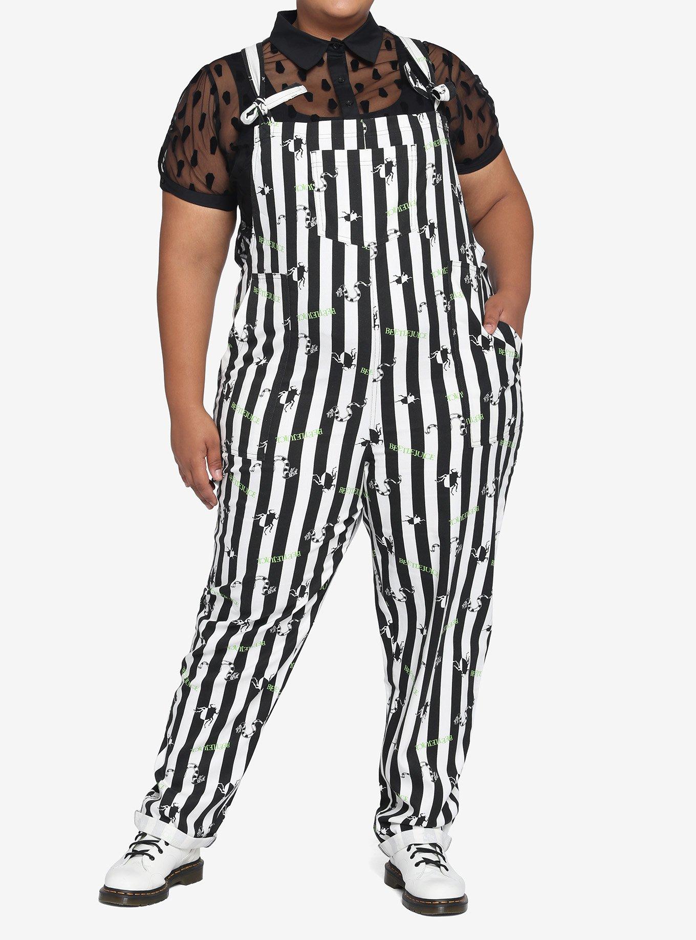 Beetlejuice Stripe Soft Overalls Plus Size, MULTI, hi-res