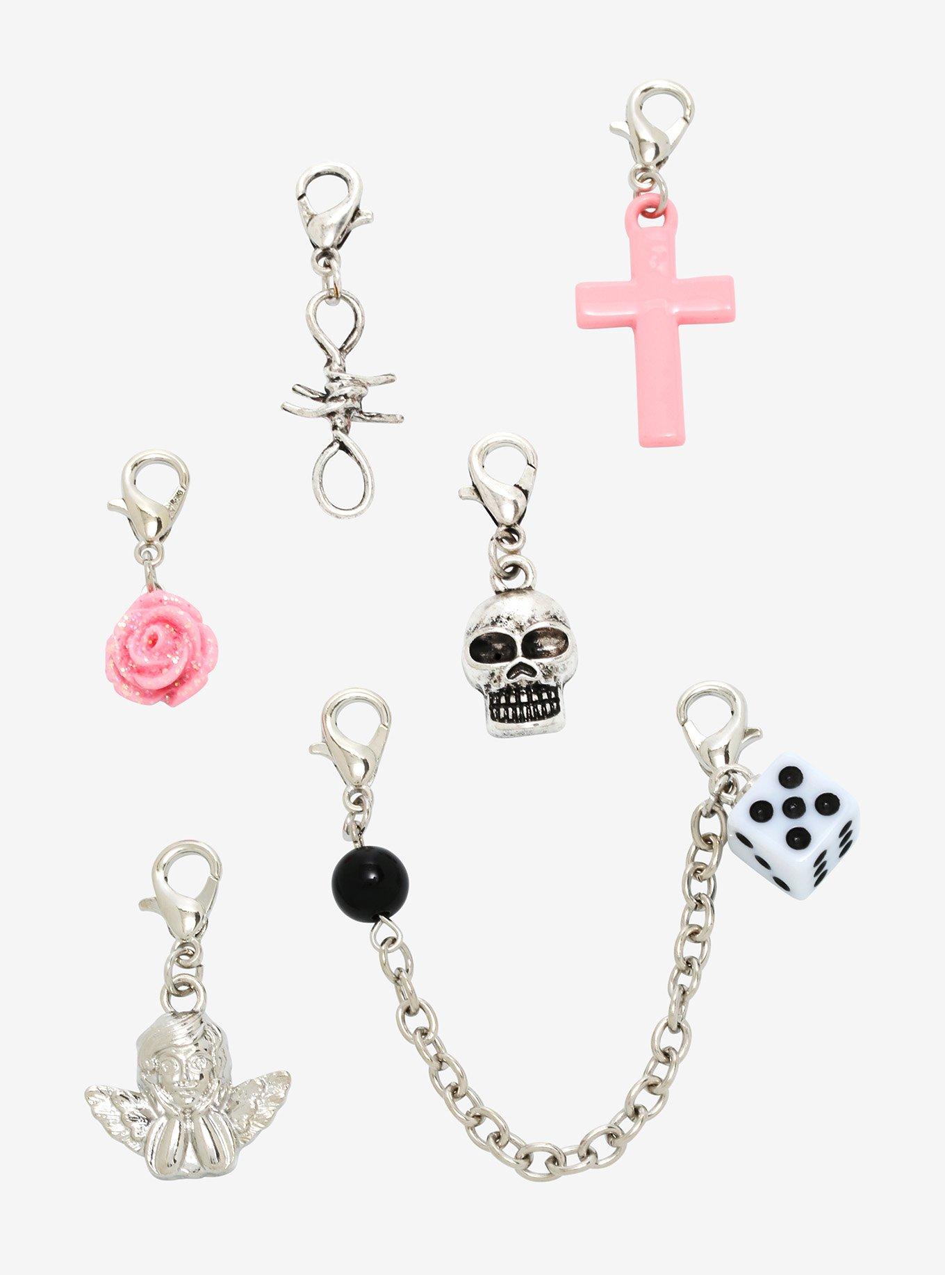 Pink Cross Skull Angel Shoe Hang Charm Set, , hi-res