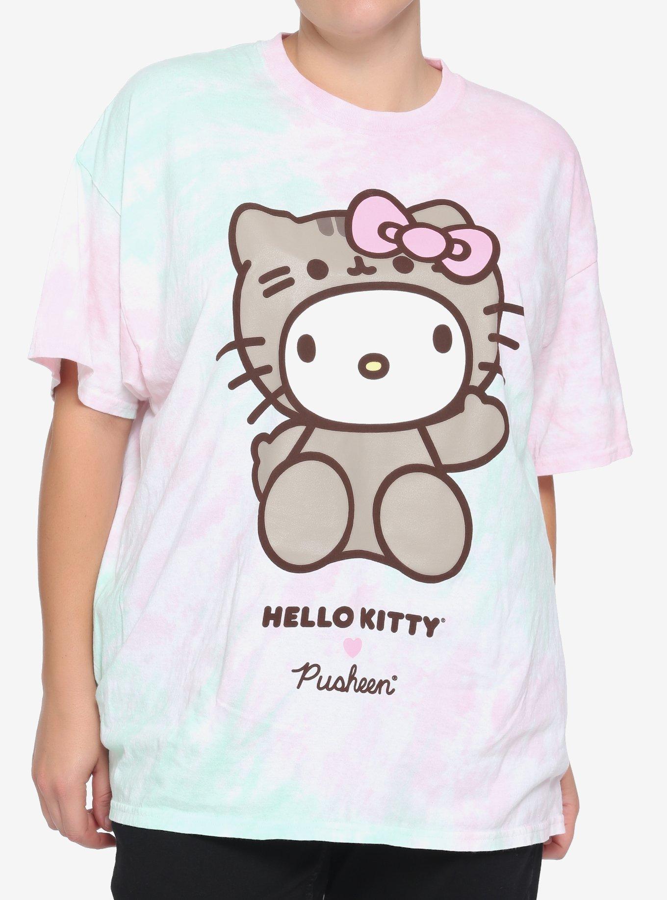Hello Kitty X Pusheen Tie-Dye Boyfriend Fit Girls T-Shirt Plus Size ...