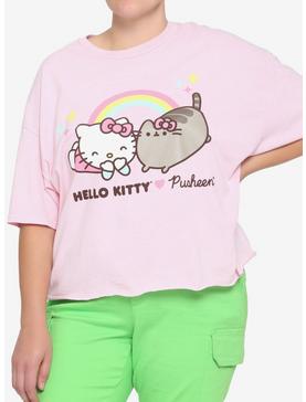 Hello Kitty X Pusheen Pink Rainbow Girls Crop T-Shirt Plus Size, , hi-res