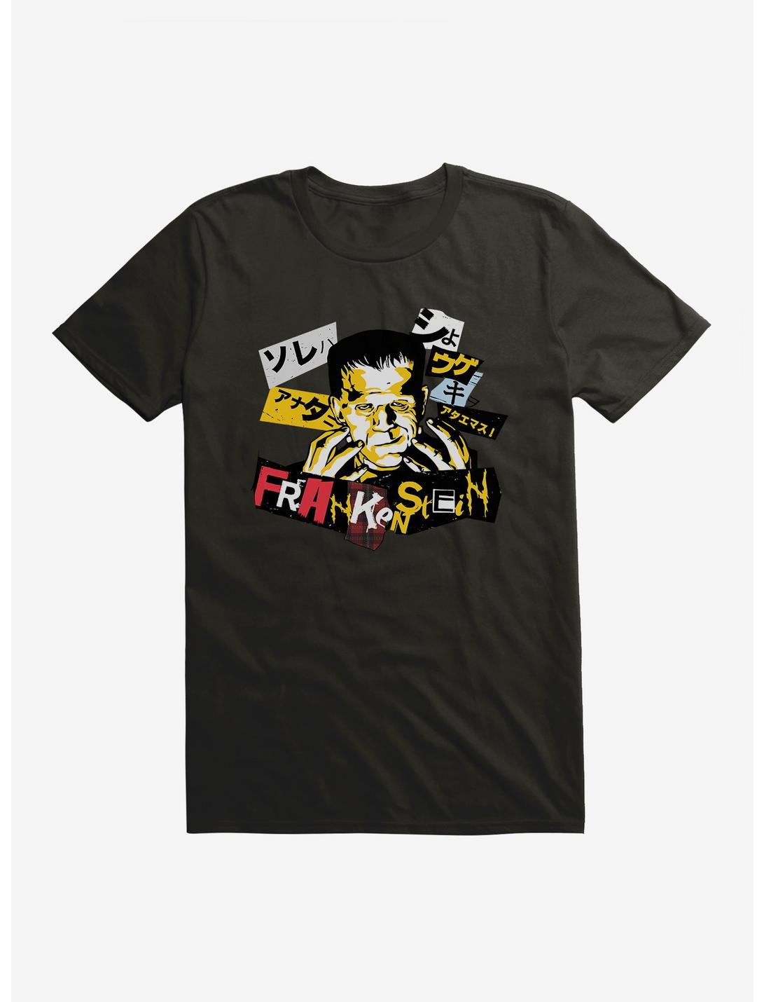 Universal Monsters Frankenstein Collage letteringT-Shirt, BLACK, hi-res