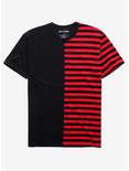 Red & Black Stripe Split T-Shirt, STRIPE - RED, hi-res