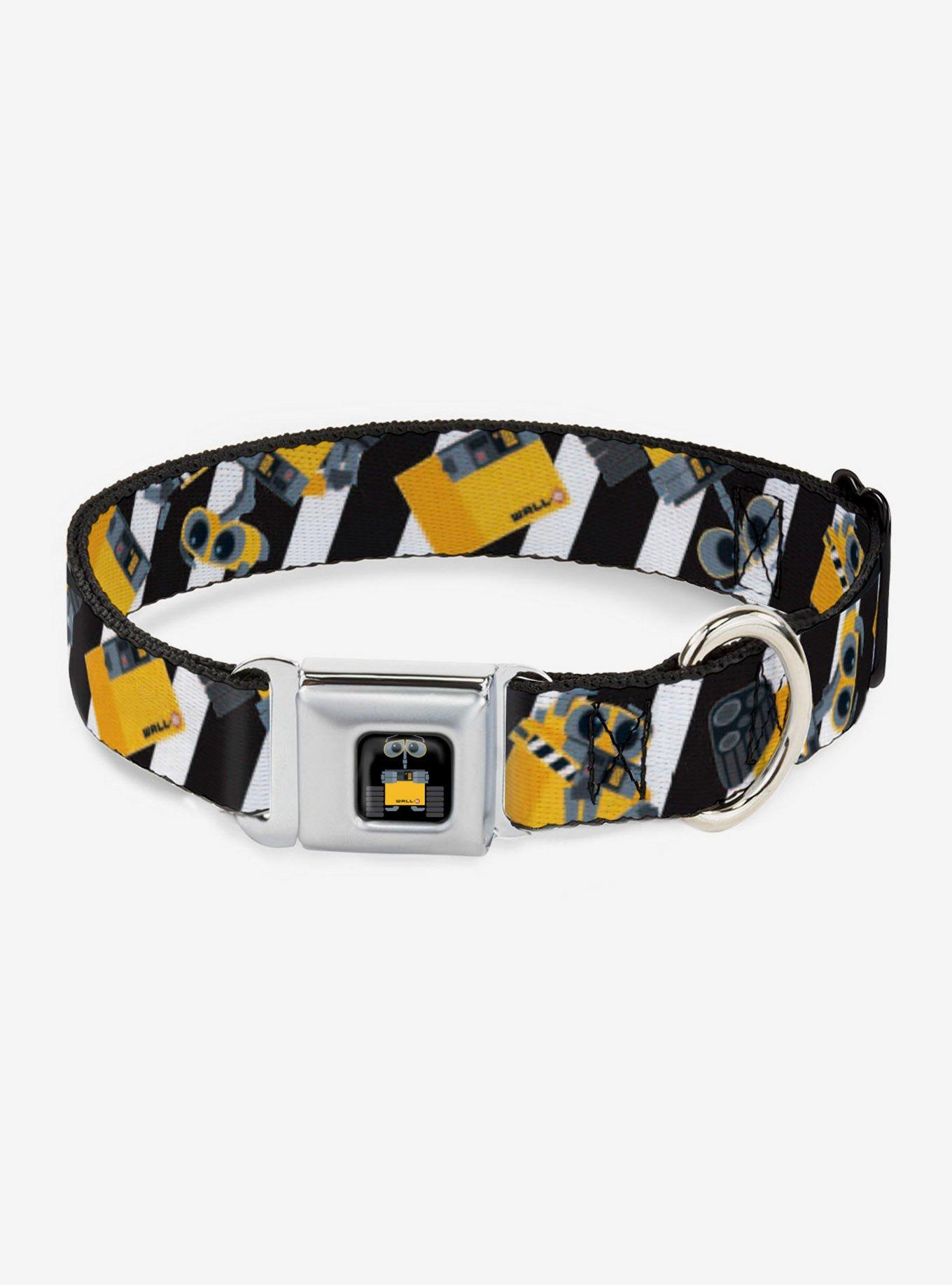 Disney Pixar Wall-E Stripe Black White Seatbelt Dog Collar, MULTICOLOR, hi-res