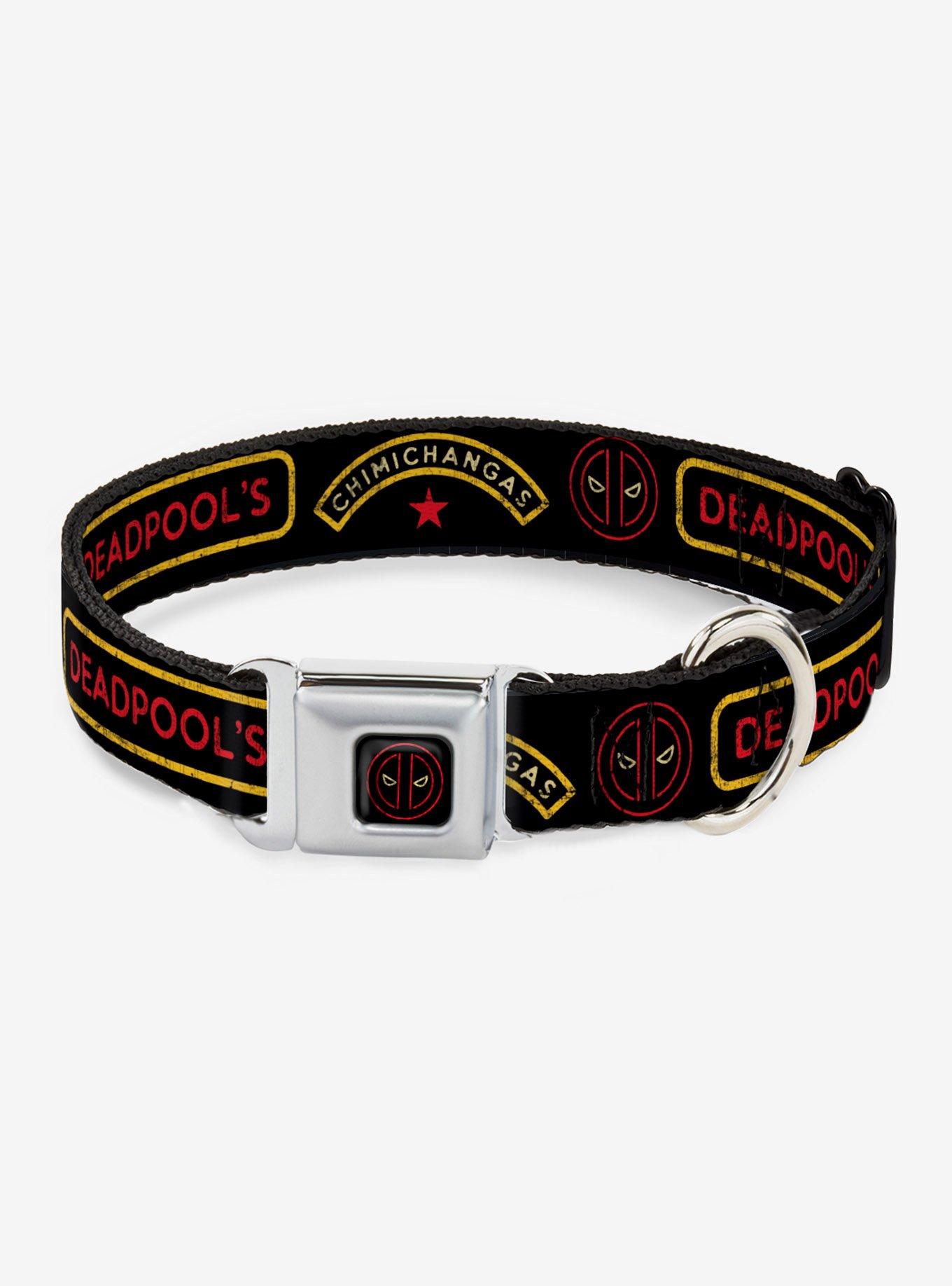 Marvel Deadpool Chimichangas Flames Seatbelt Dog Collar, MULTICOLOR, hi-res