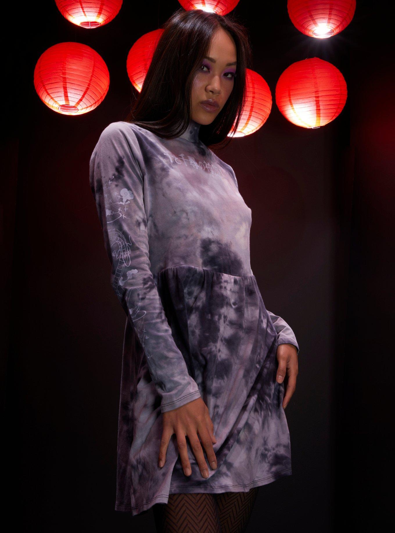 Studio Ghibli Spirited Away Haku Tie-Dye Long-Sleeve Dress, MULTI, hi-res