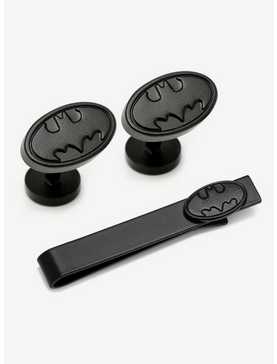 DC Comics Batman Satin Black Cufflinks and Tie Bar Set, , hi-res