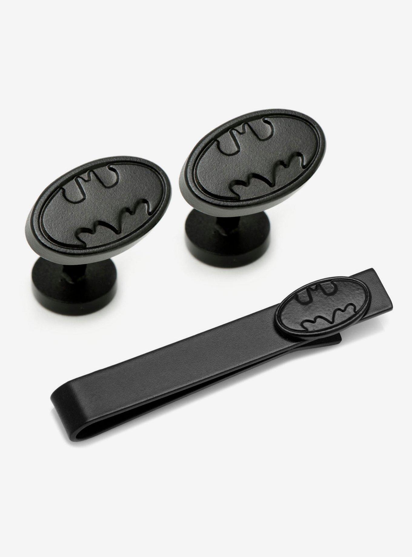 DC Comics Batman Satin Black Cufflinks and Tie Bar Set, , hi-res